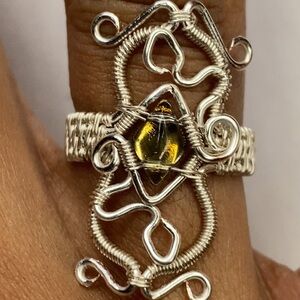 Silver and Gold Artisan Wire Wrapped Ring